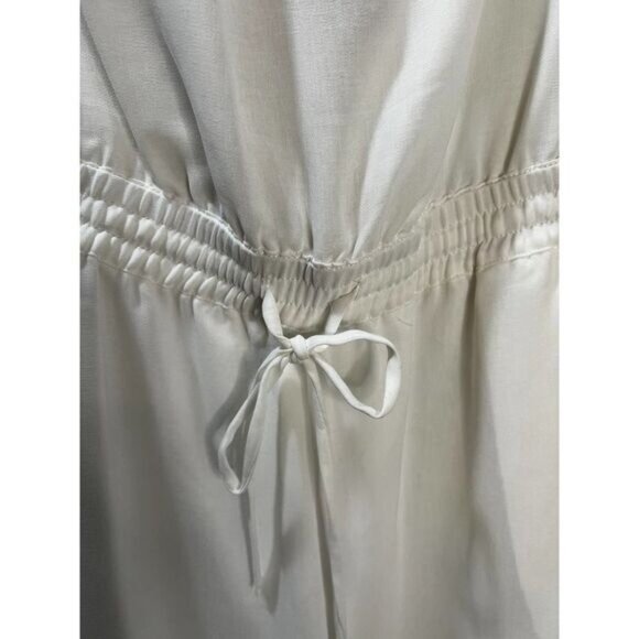 Naked Zebra Womens Ivory Sleeveless Jumpsuit With Button Front & Drawstring Wais - Picture 5 of 6